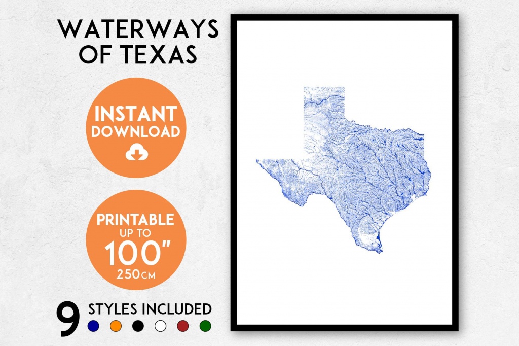 Texas Map Art Printable Texas Print Texas Map Print Texas | Etsy - Texas Map Print