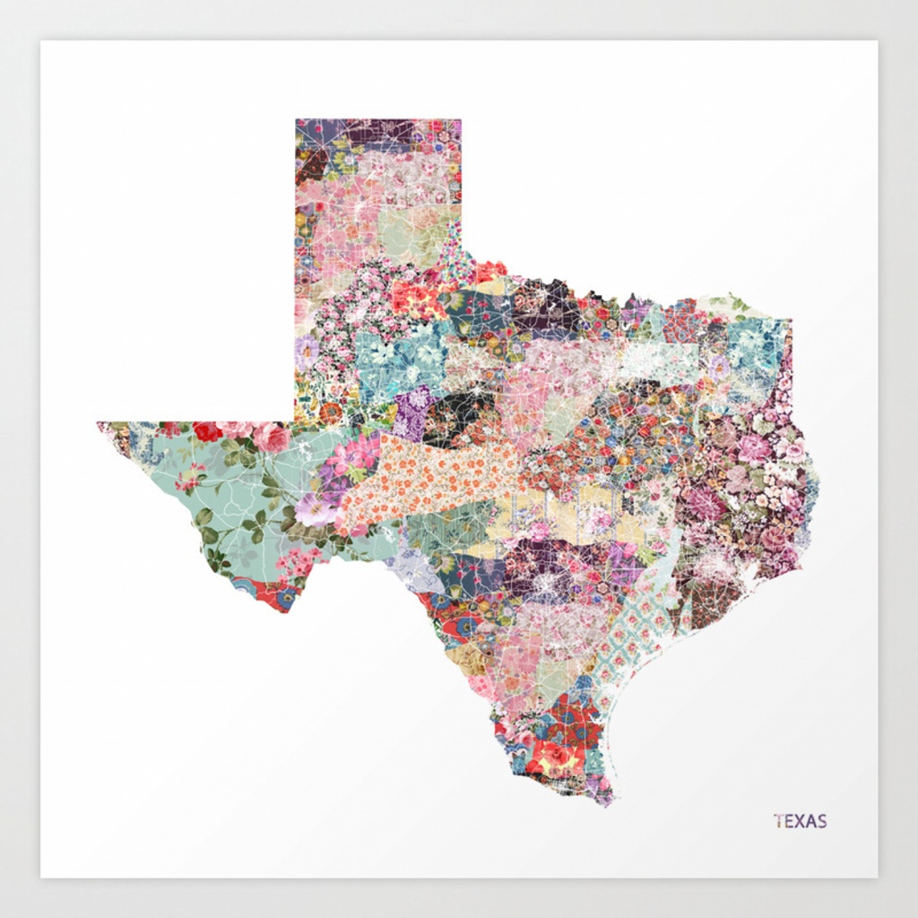 Texas Map Art Printpoeticmaps | Society6 - Texas Map Art