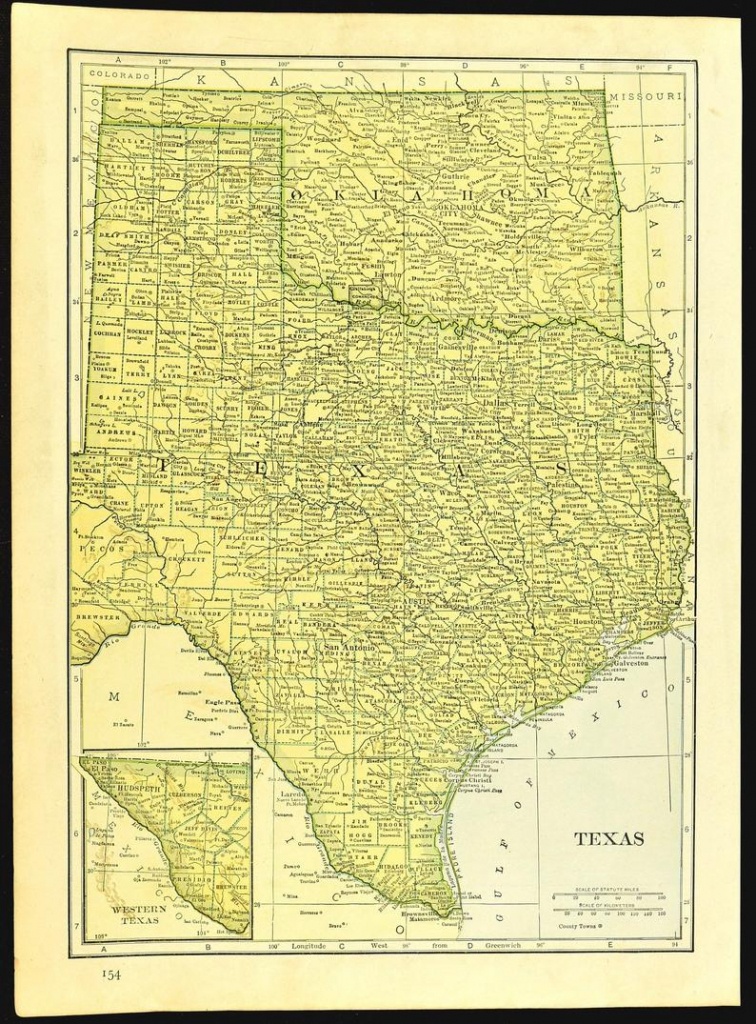 Texas Map Of Oklahoma Map Of Texas Wall Art Decor Original | Etsy - Map Of Texas Art