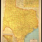 Texas Map Of Texas Wall Art Colored Colorful Yellow Vintage Gift   Vintage Texas Map Prints