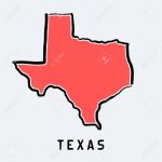 Texas Map Outline   Smooth Simplified Us State Shape Map Vector.   Texas Map Vector Free