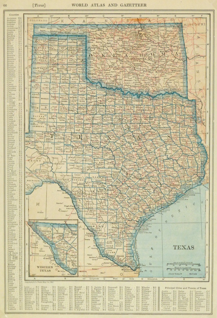 Texas &amp;amp; Oklahoma Map, 1921 - Original Art, Antique Maps &amp;amp; Prints - Map Of Oklahoma And Texas Together
