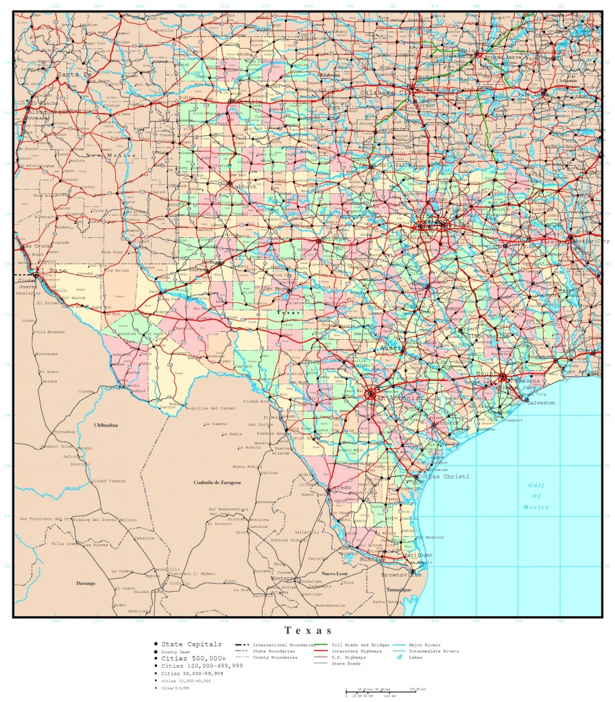 Texas Political Map - Texas Elevation Map By County