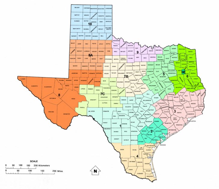 Texas Railroad Commission Districts, And Oil And Gas Map Of Texas ...