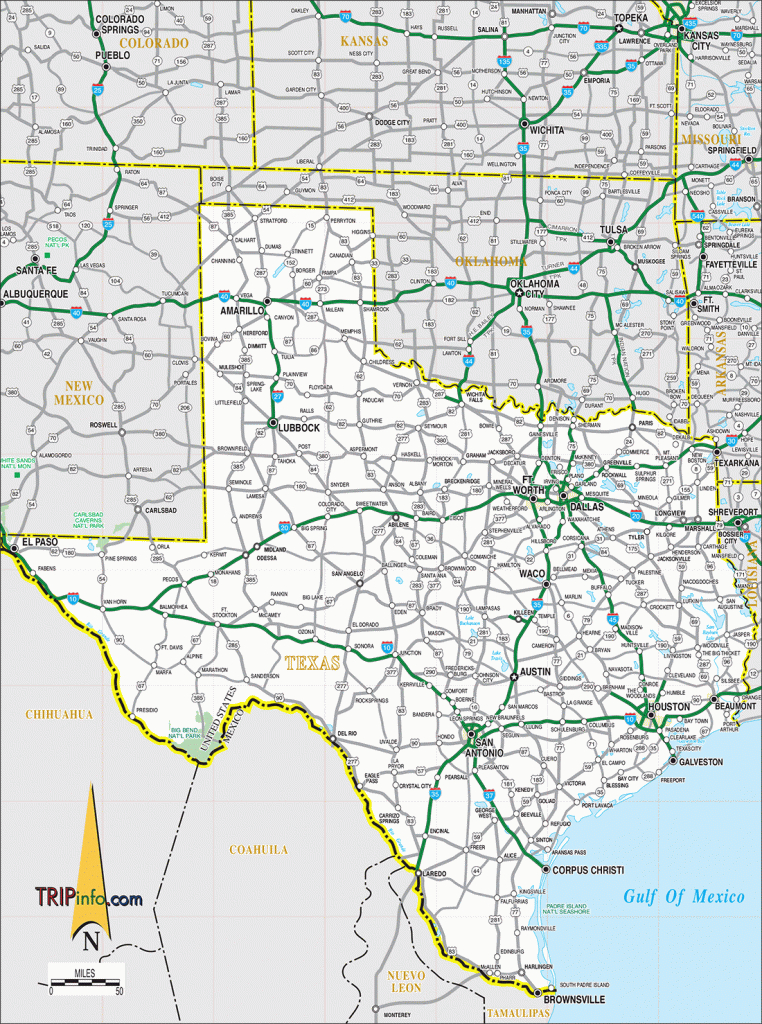 Texas Road Map - Detailed Road Map Of Texas