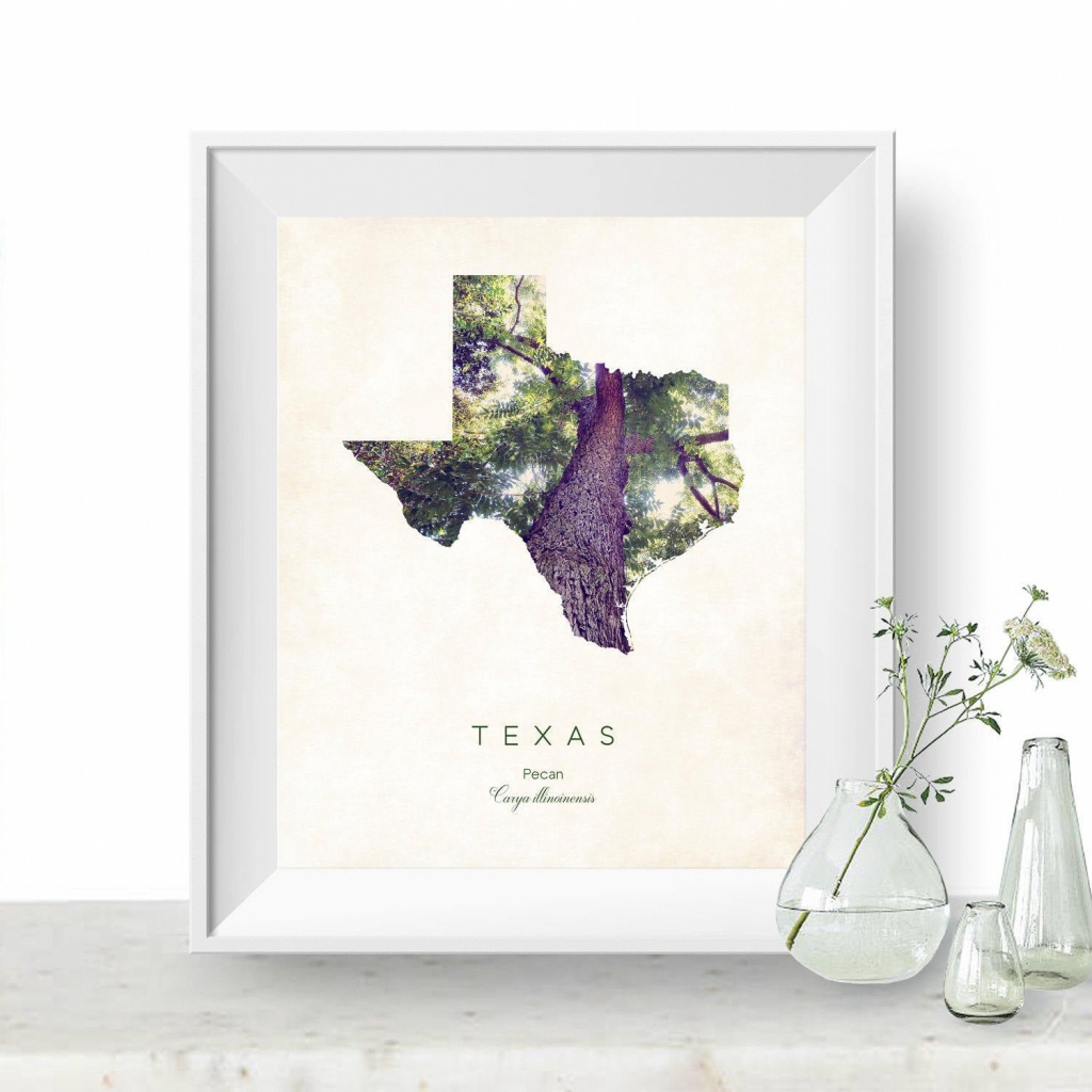 Texas | State Tree Map Art, State Map Print, Map Poster, Wall Art, Art  Print | Home Or Office Decor, Gift For Nature Lover - Texas Tree Map