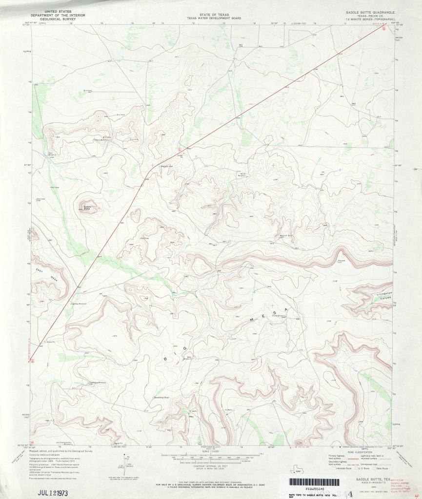 Texas Topographic Maps - Perry-Castañeda Map Collection - Ut Library - Martin County Texas Section Map