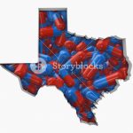 Texas Tx Pills Drugs Health Care Insurance Map 3D Illustration   Map Health Insurance Austin Texas