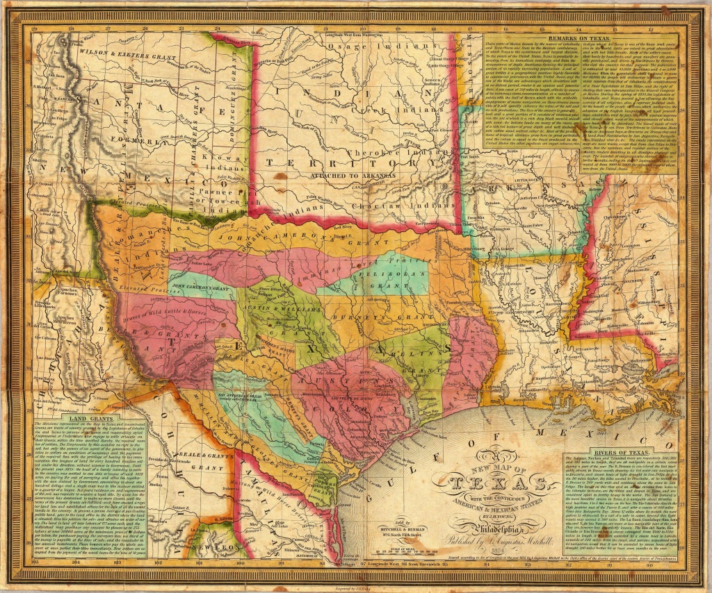 The First Map Published After Texas Became An Independent Sovereign - Republic Of Texas Map Overlay