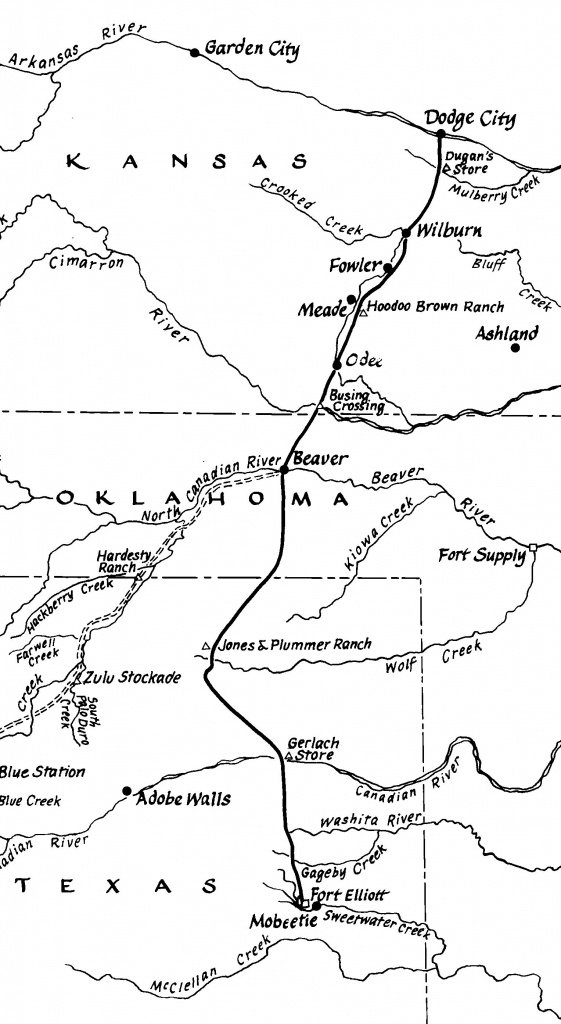 The Jones And Plummer Trail - Adobe Walls Texas Map