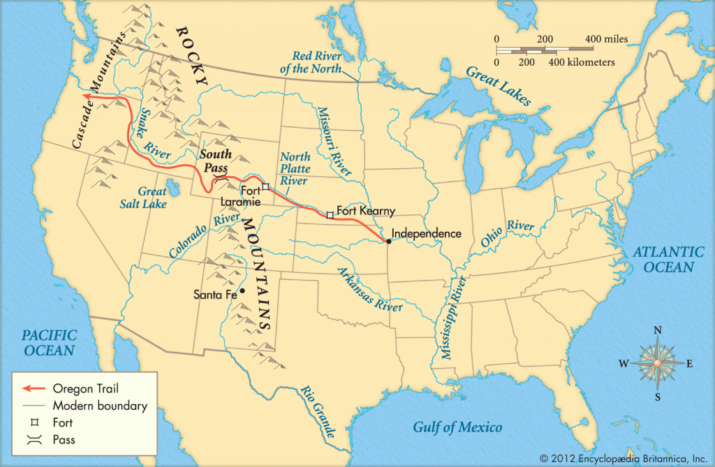 The Oregon Trail On A Map And Travel Information | Download Free The - Printable Map Of The Oregon Trail