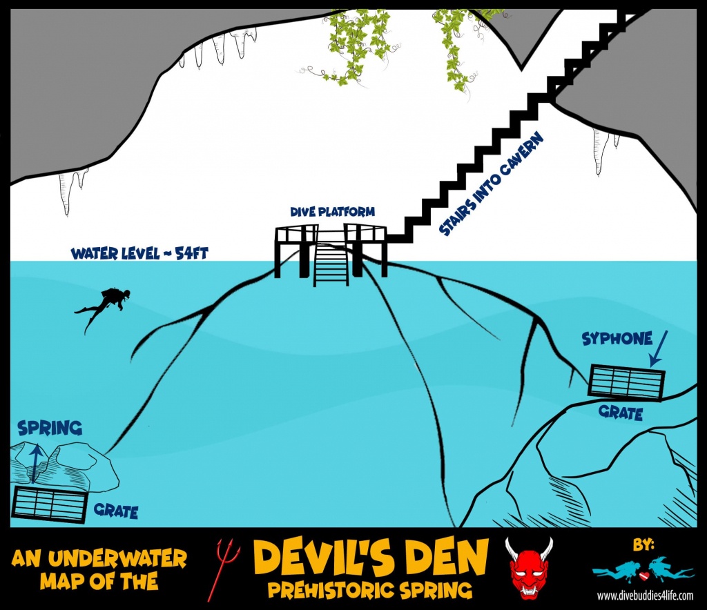 The Prehistoric Spring Of The Devil&amp;#039;s Den Underwater Map In Florida - Devil&amp;amp;#039;s Den Florida Map