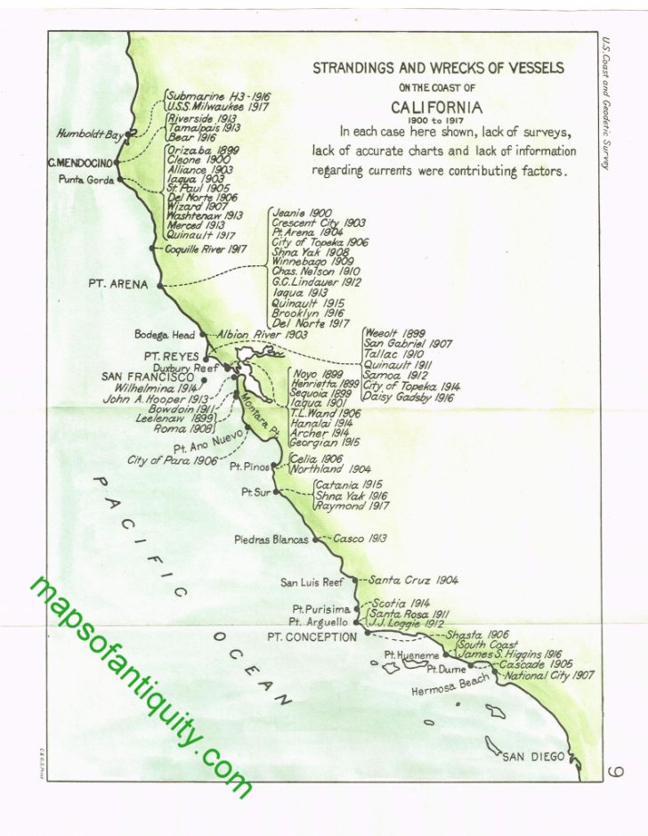 California Shipwreck Map