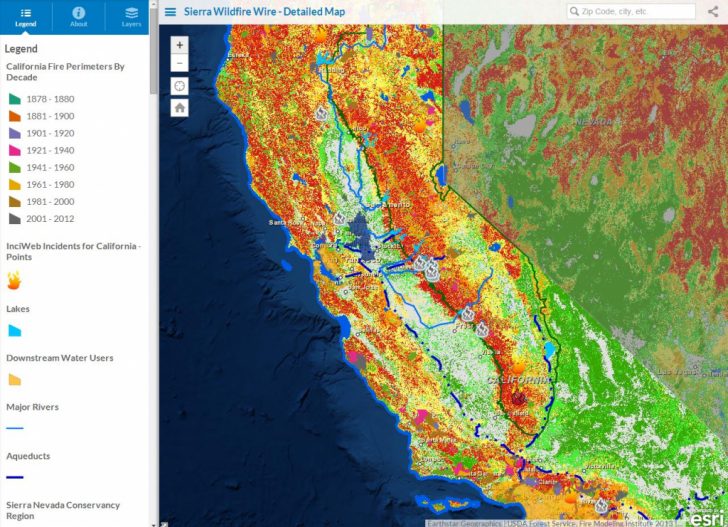 The Sierra Wildfire Wire Detailed Fire Map | Sierranevada - California ...