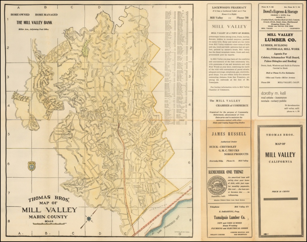 Thomas Bros. Map Of Mill Valley Marin County - Barry Lawrence - Thomas Bros Maps California