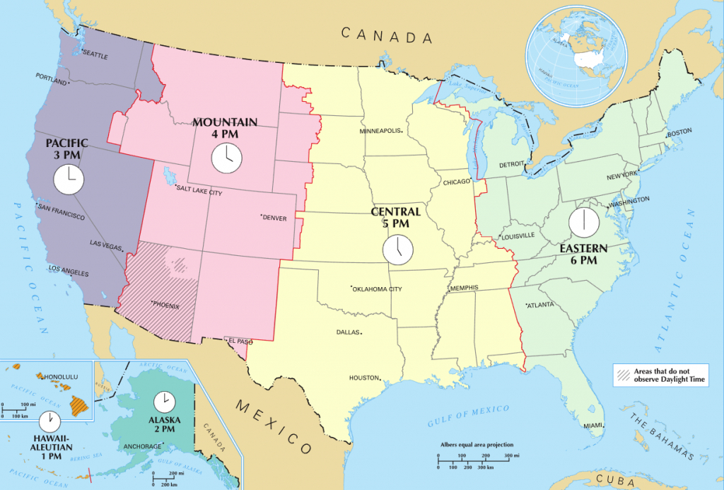 Time In The United States - Wikipedia - Printable North America Time Zone Map