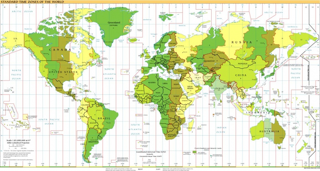 Time Zones Of The World Map (Large Version) - World Time Zone Map Printable Free