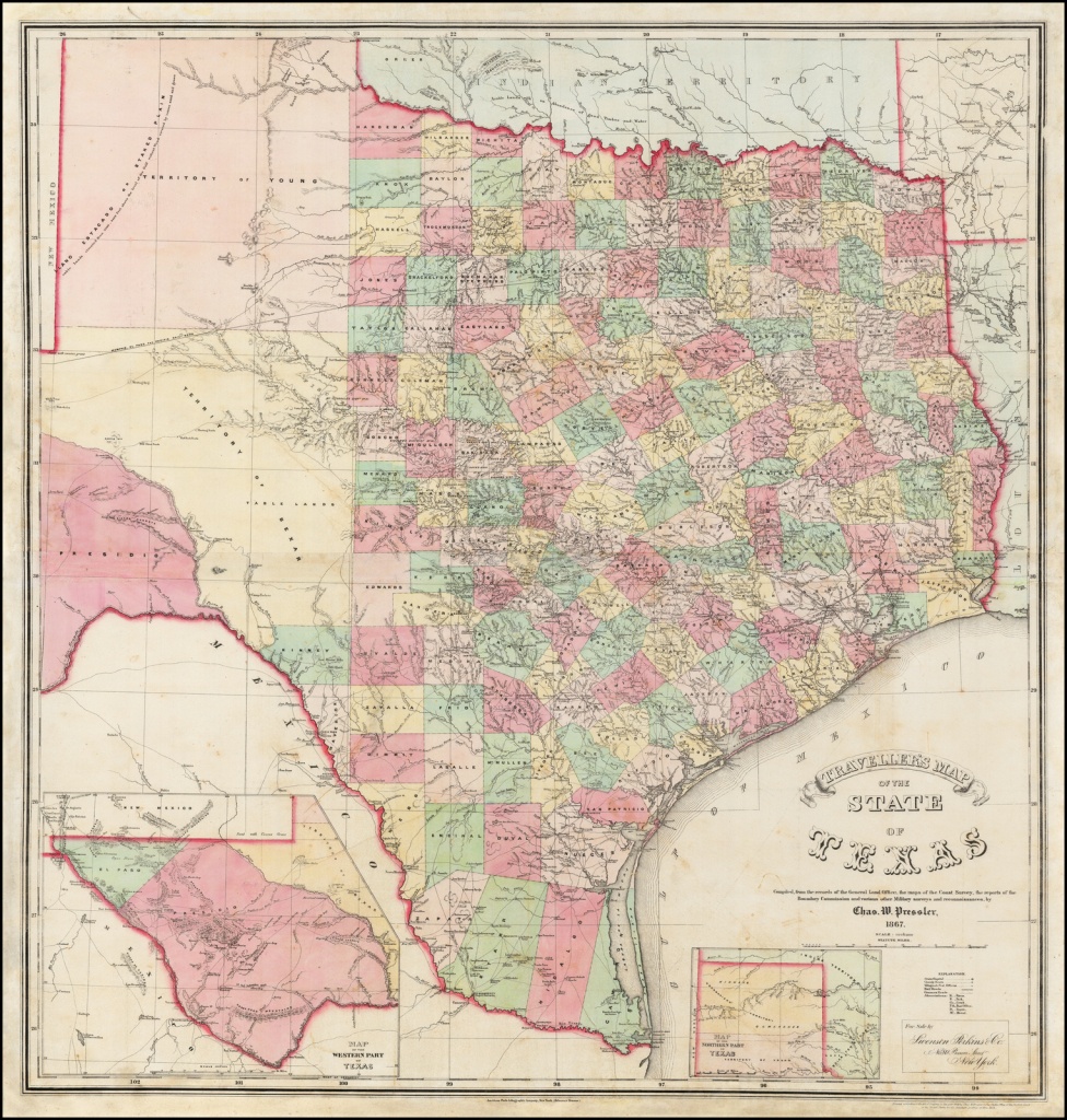 Traveller&amp;#039;s Map Of The State Of Texas Compiled From The Records Of - Texas Maps For Sale