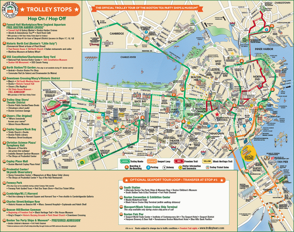 Trolleytours Boston Old Town Trolley Route Map Usa Boston Tourist Map Printable 