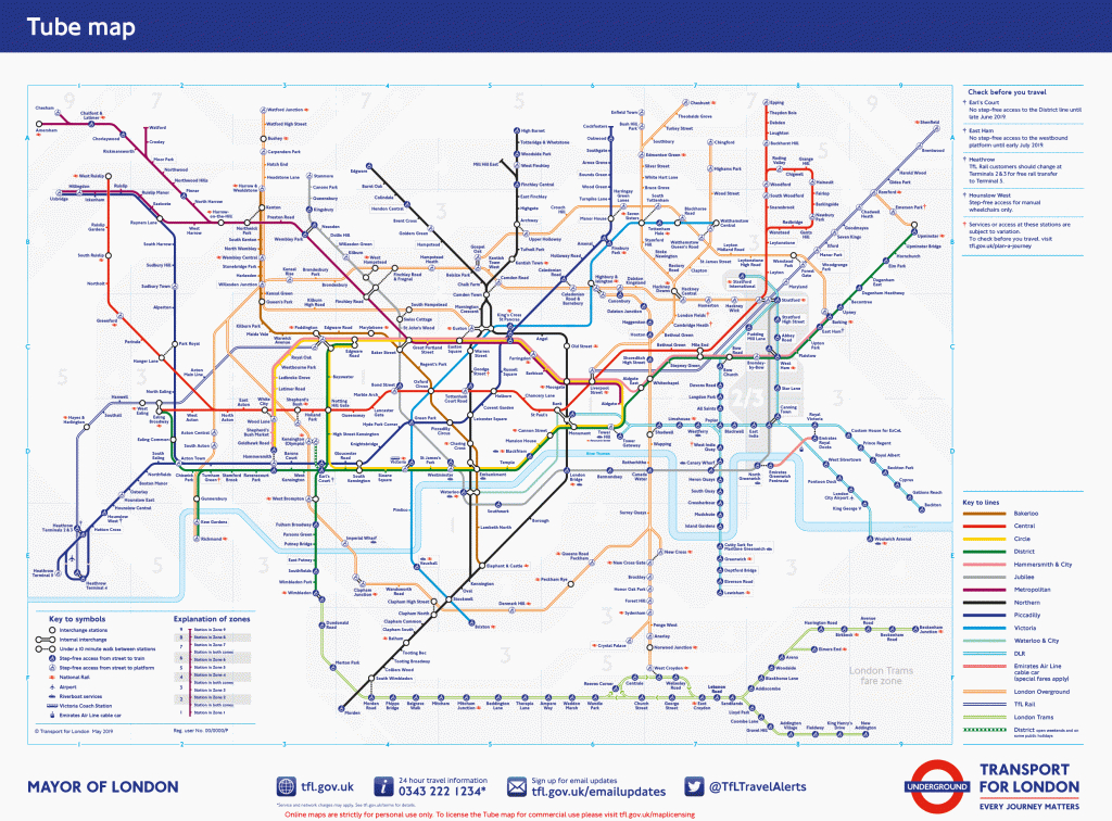 Tube - Transport For London - Printable London Tube Map