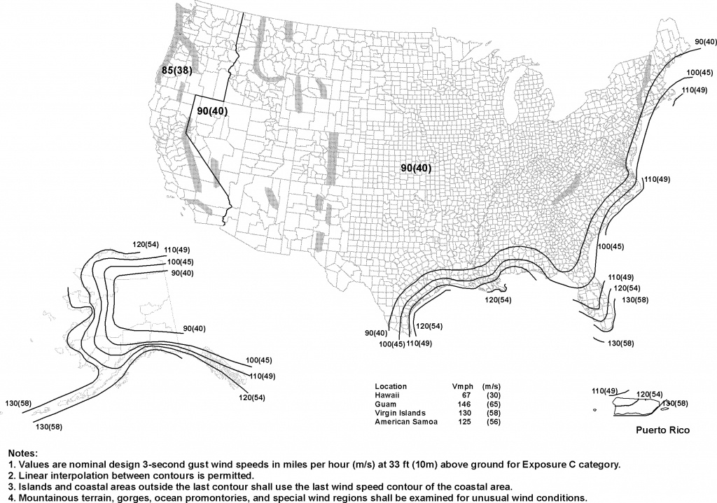 Ultimate Wind Load Design Gust Wind Speeds In The United States For - Texas Wind Direction Map