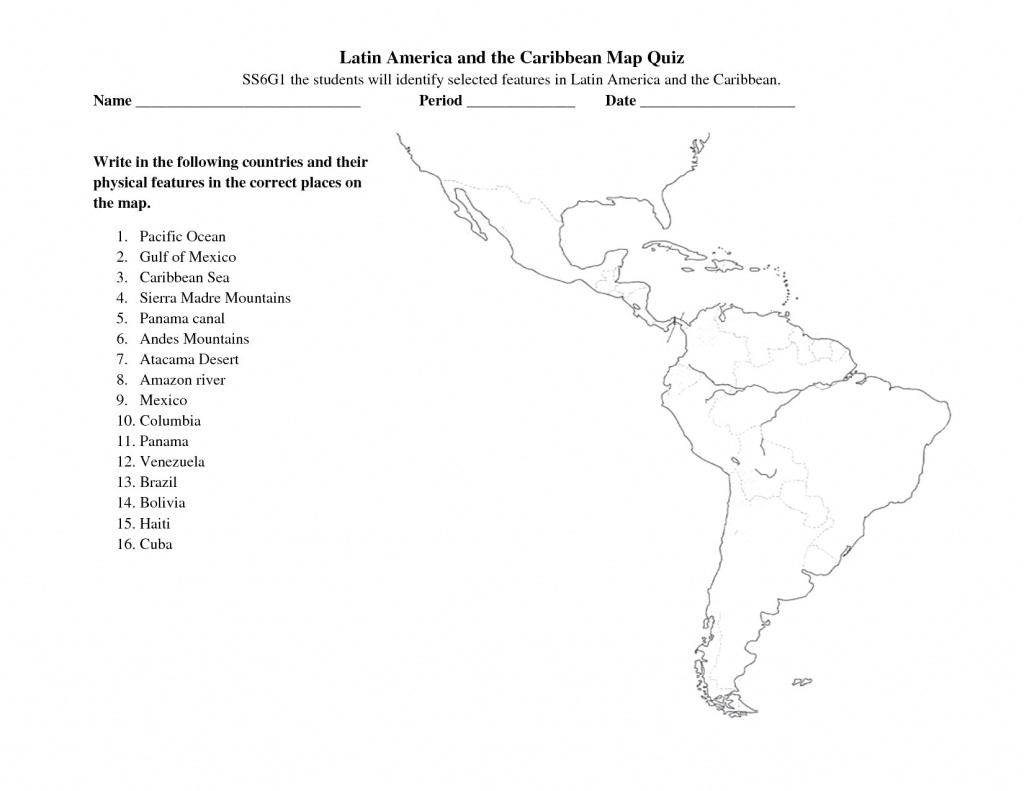 Latin America Map Quiz Printable 4564