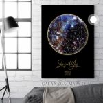 Unique Sky Map For Your Date   Texas Map State Of Texas Wall Art   Texas Night Sky Map