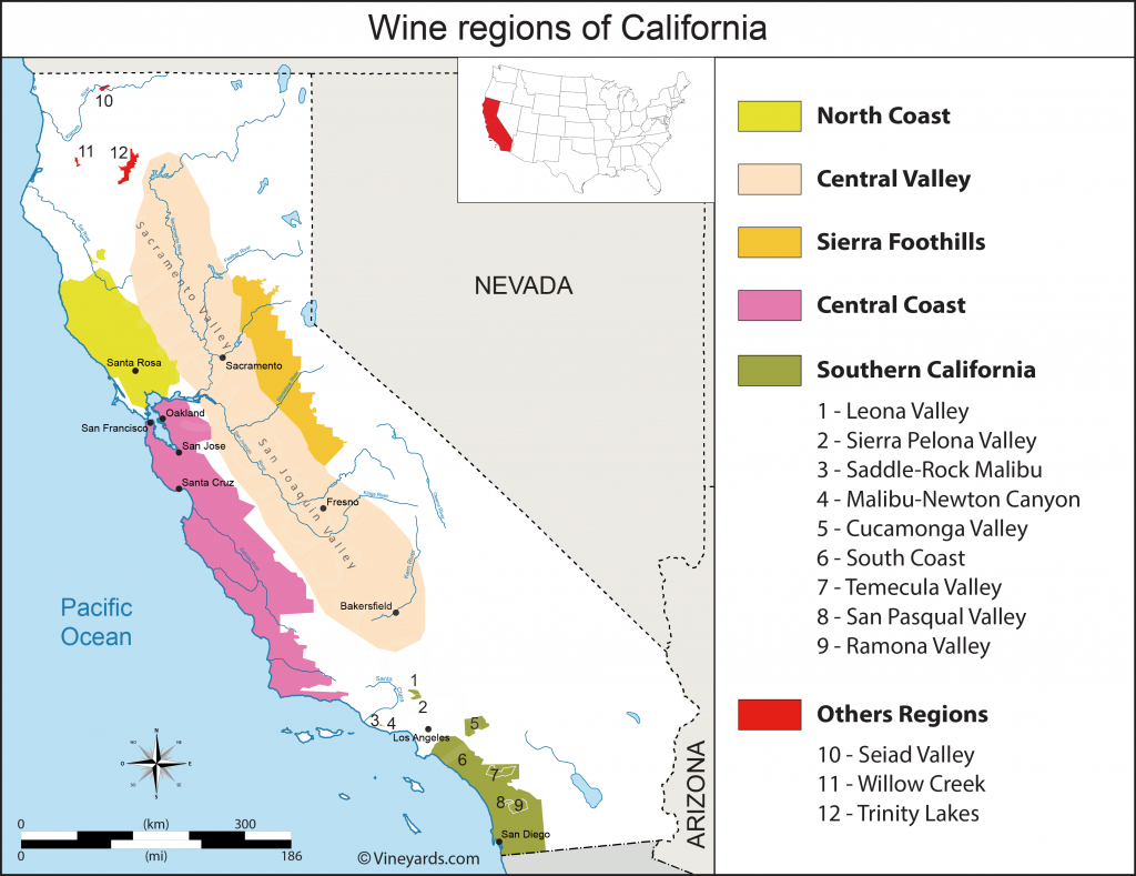 United States Map Of Vineyards Wine Regions - Wine Country Map Of California