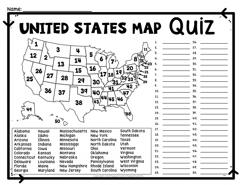 United States Map Quiz &amp;amp; Worksheet: Usa Map Test With Practice - 50 States And Capitals Map Quiz Printable