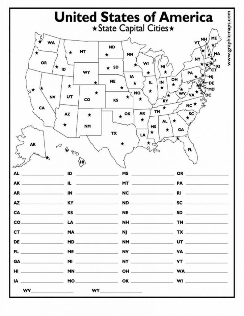United States Map Quiz Worksheet Worksheets For All Download And - States And Capitals Map Test Printable