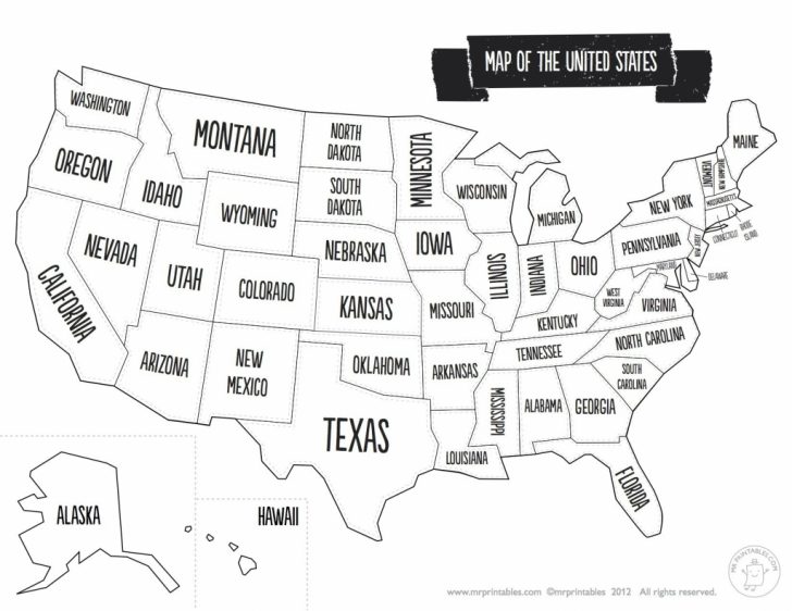 Printable Map Of The United States With State Names