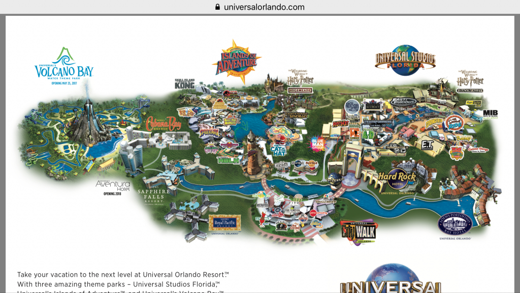 Universal Orlando Map Of Attractions