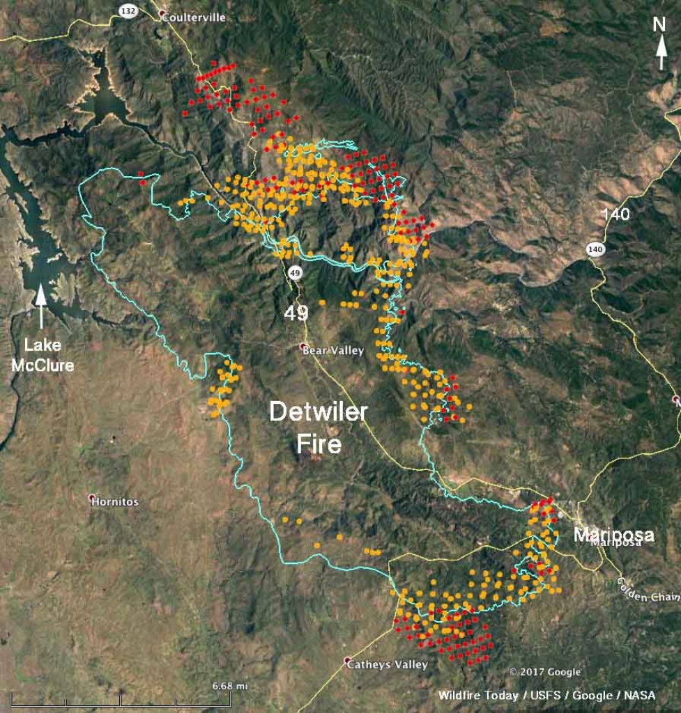 Updated Map Of Detwiler Fire Near Mariposa, Ca - Wednesday Afternoon - California Fires Update Map