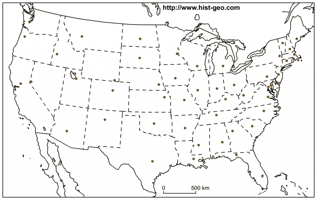Us Outline Map - States And Capitals - Blank Us Map With Capitals Printable