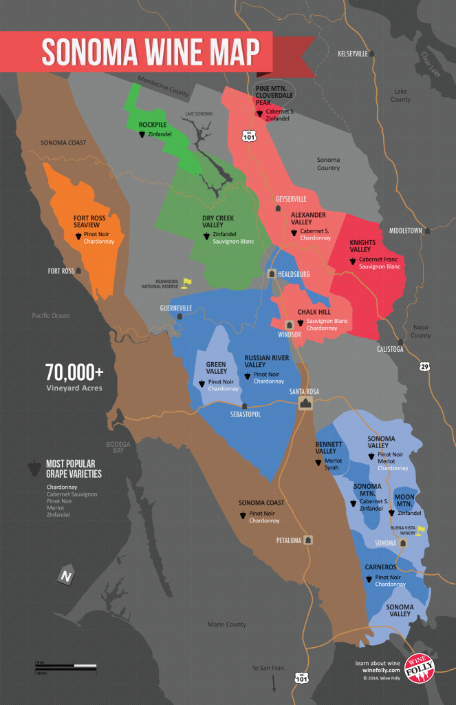 Usa: California, North Coast Wine Map In 2019 | Wine Guides - California Wine Tours Map