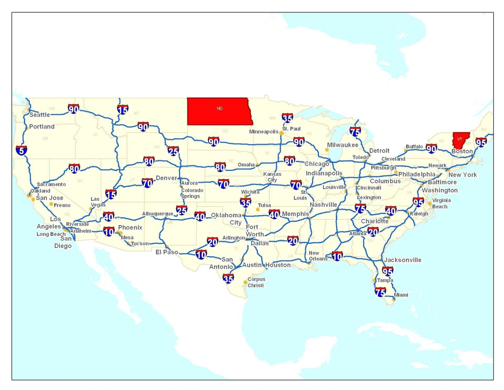 Usa Map Interstate Highways | Sitedesignco - Printable Us Map With Interstate Highways