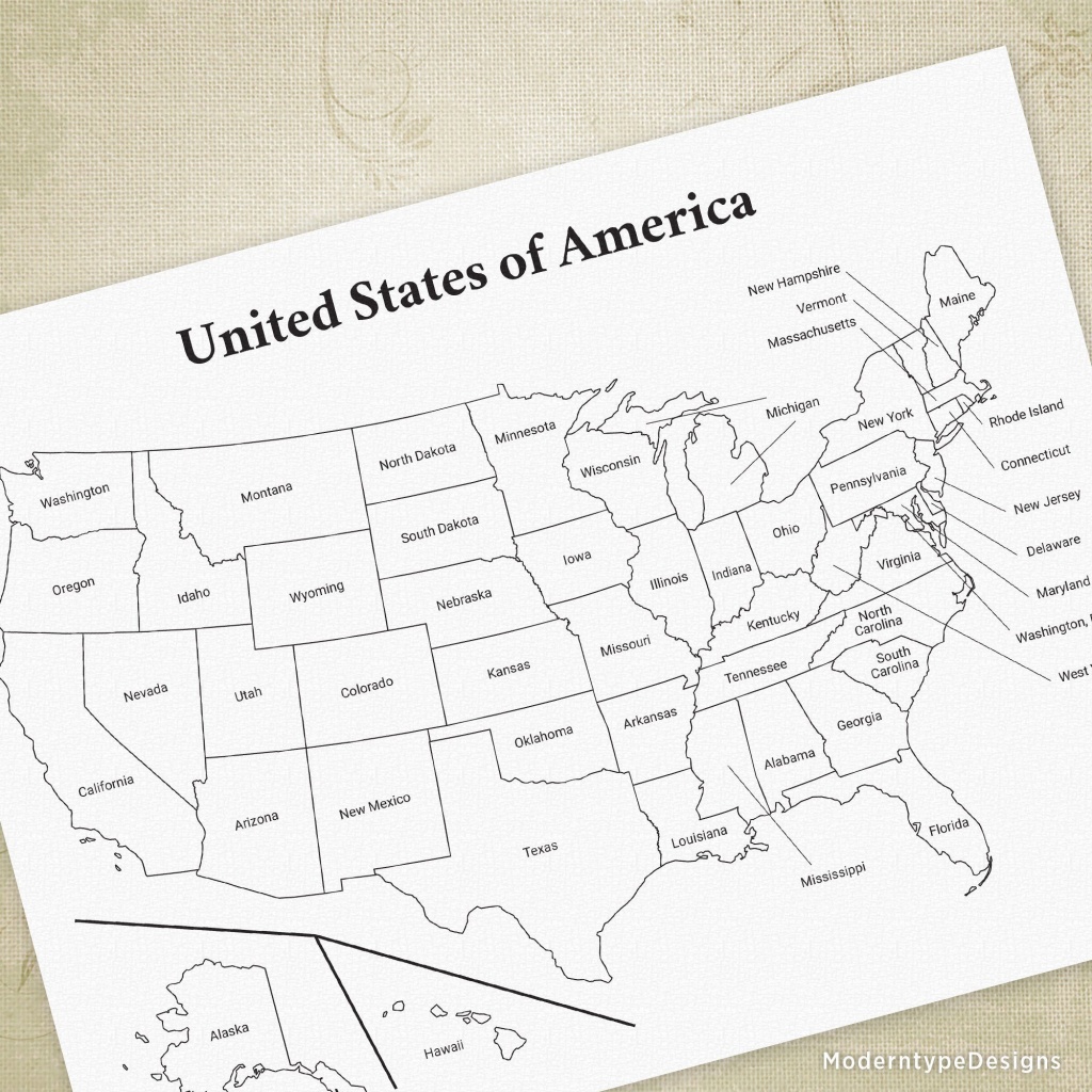 Usa Printable Map United States Of America Map Cha Ching | Etsy - Printable Map Of The United States Of America