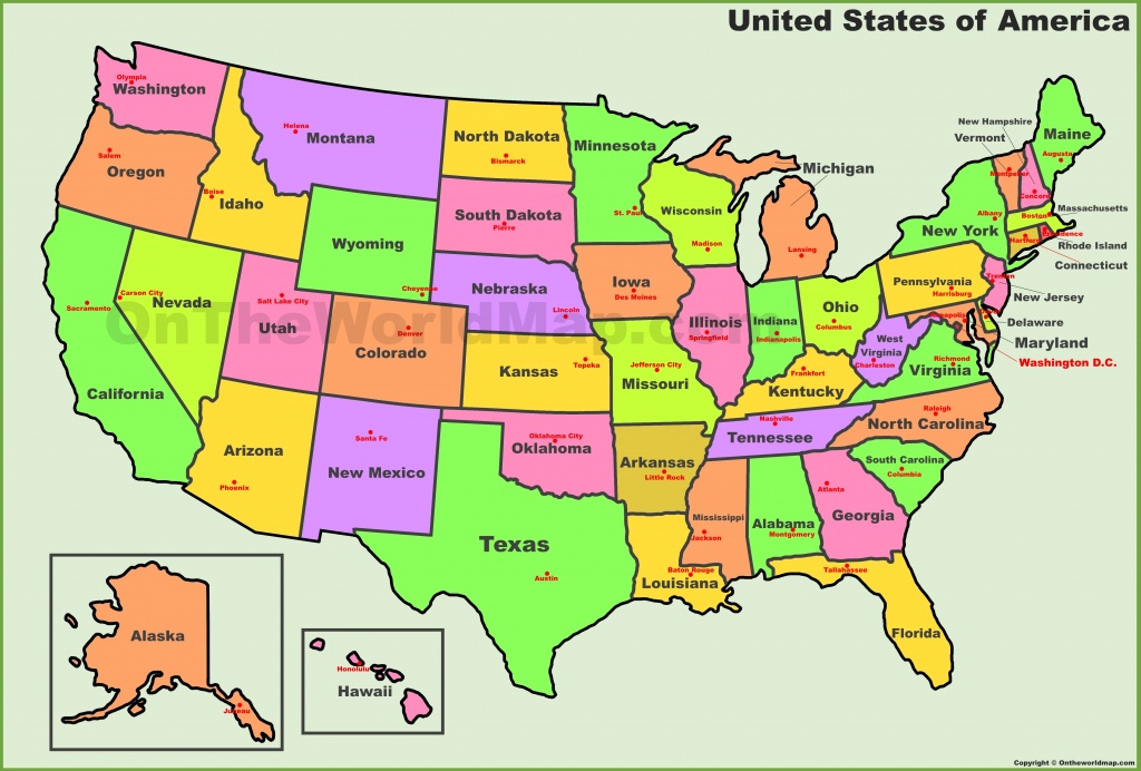 Usa States And Capitals Map - Free Printable United States Map With State Names