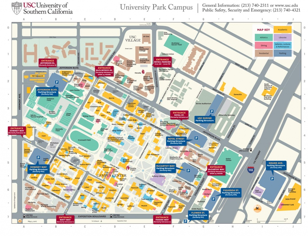 Usc University Park Campus Parking Structures, Entrances Get New - Spg California Map