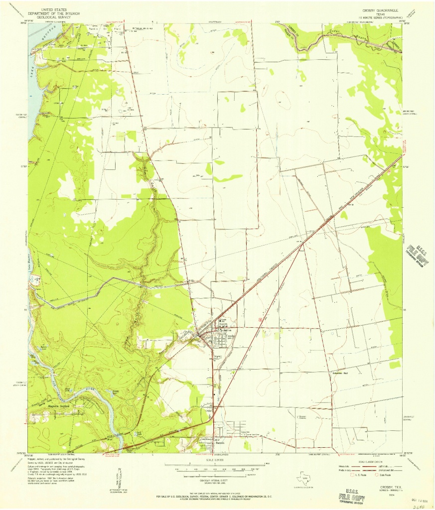 Usgs 1:24000-Scale Quadrangle For Crosby, Tx 1954 - Crosby Texas Map