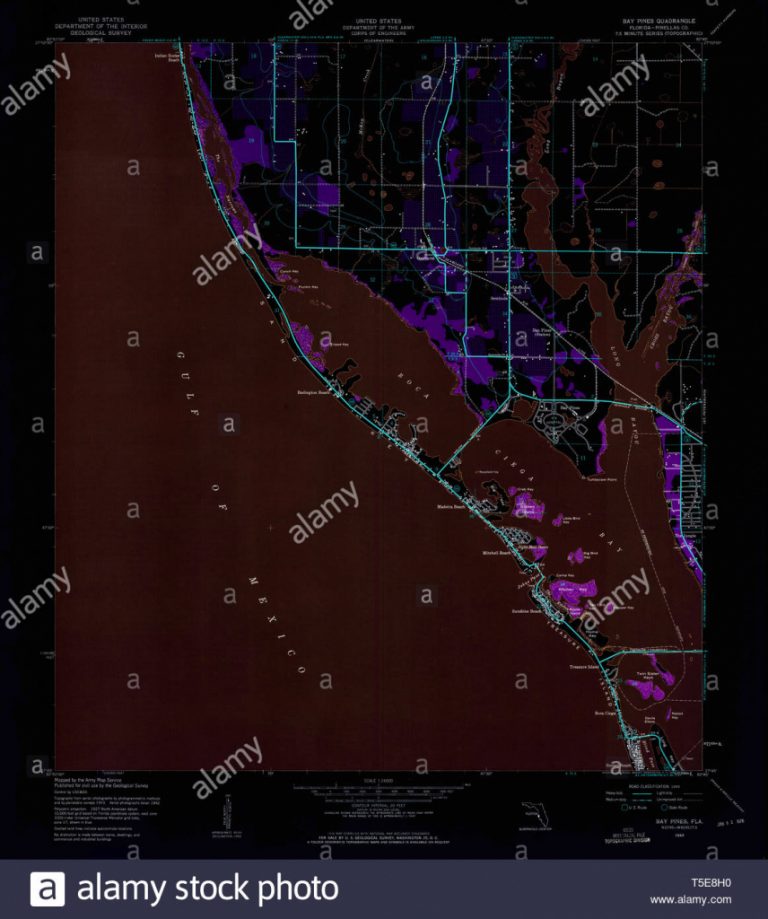 Usgs Topo Map Florida Fl Bay Pines 345090 1943 24000 Inverted Bay