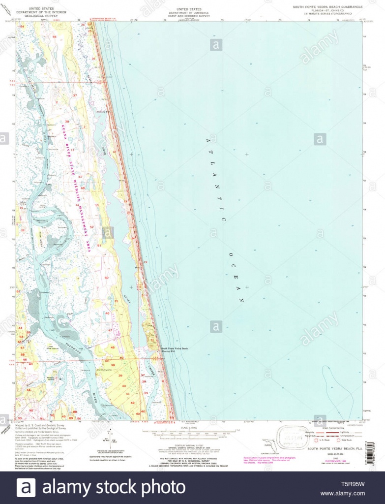 Usgs Topo Map Florida Fl South Ponte Vedra Beach 348579 1952 24000 - South Florida Topographic Map