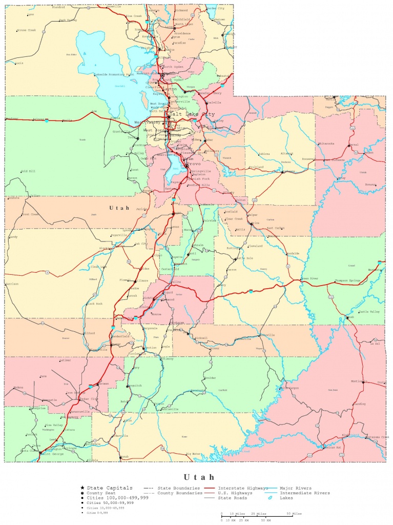 Utah Printable Map - Utah State Map Printable