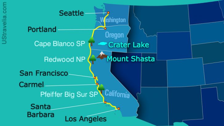 Seattle To California Road Trip Map