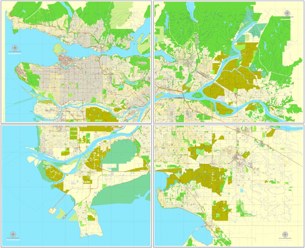 Vancouver Exact Map V.3.08: Printable City Plan Map In 4 Parts Of - Printable Map Of Vancouver