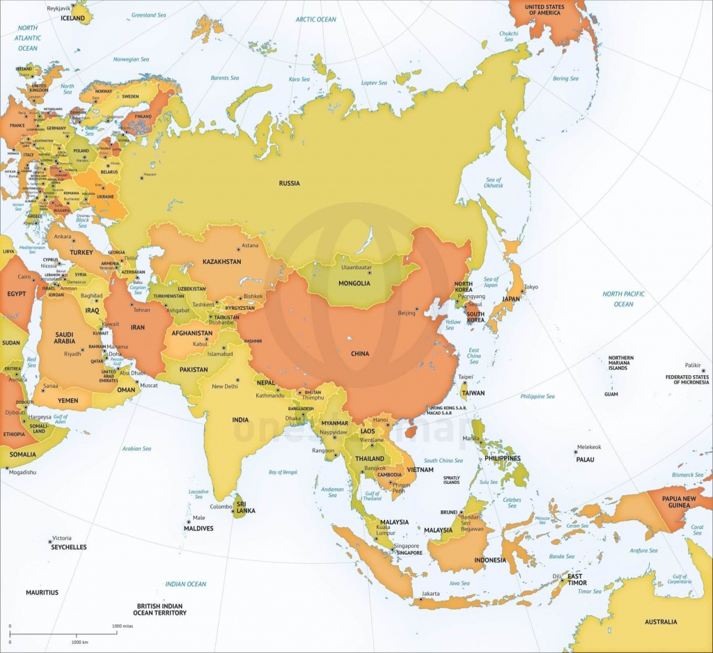 Vector Map Of Asia Continent Political | One Stop Map - Printable Map Of Asia
