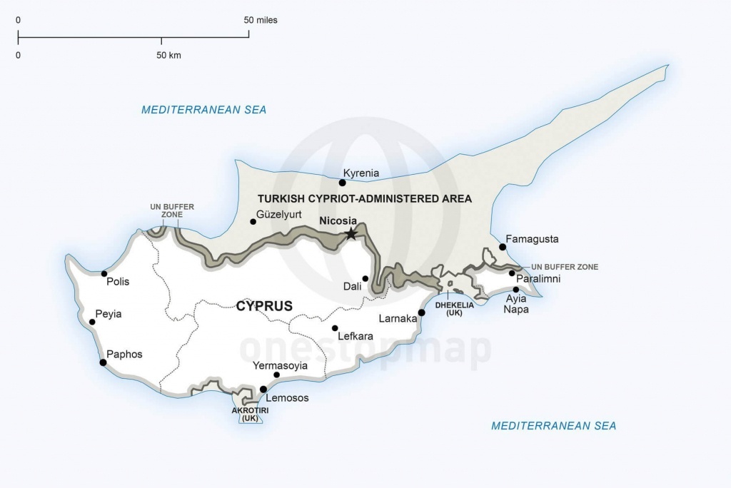 Vector Map Of Cyprus Political | One Stop Map - Printable Map Of Cyprus