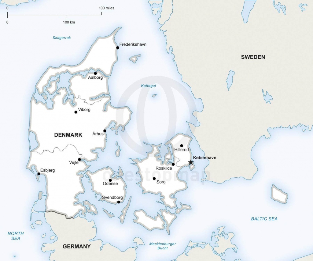 Vector Map Of Denmark Political | One Stop Map - Printable Map Of Denmark