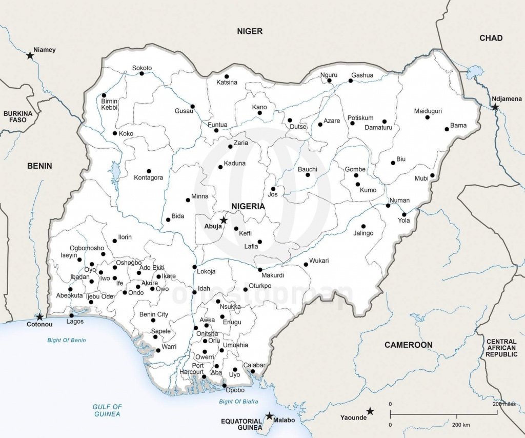 Vector Map Of Nigeria Political | One Stop Map - Printable Map Of Nigeria