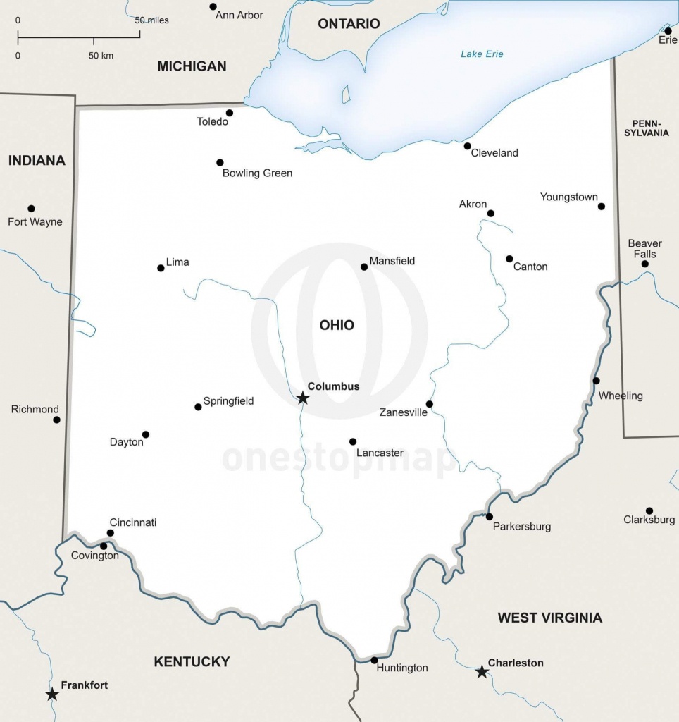 Vector Map Of Ohio Political | One Stop Map - Printable Map Of Ohio